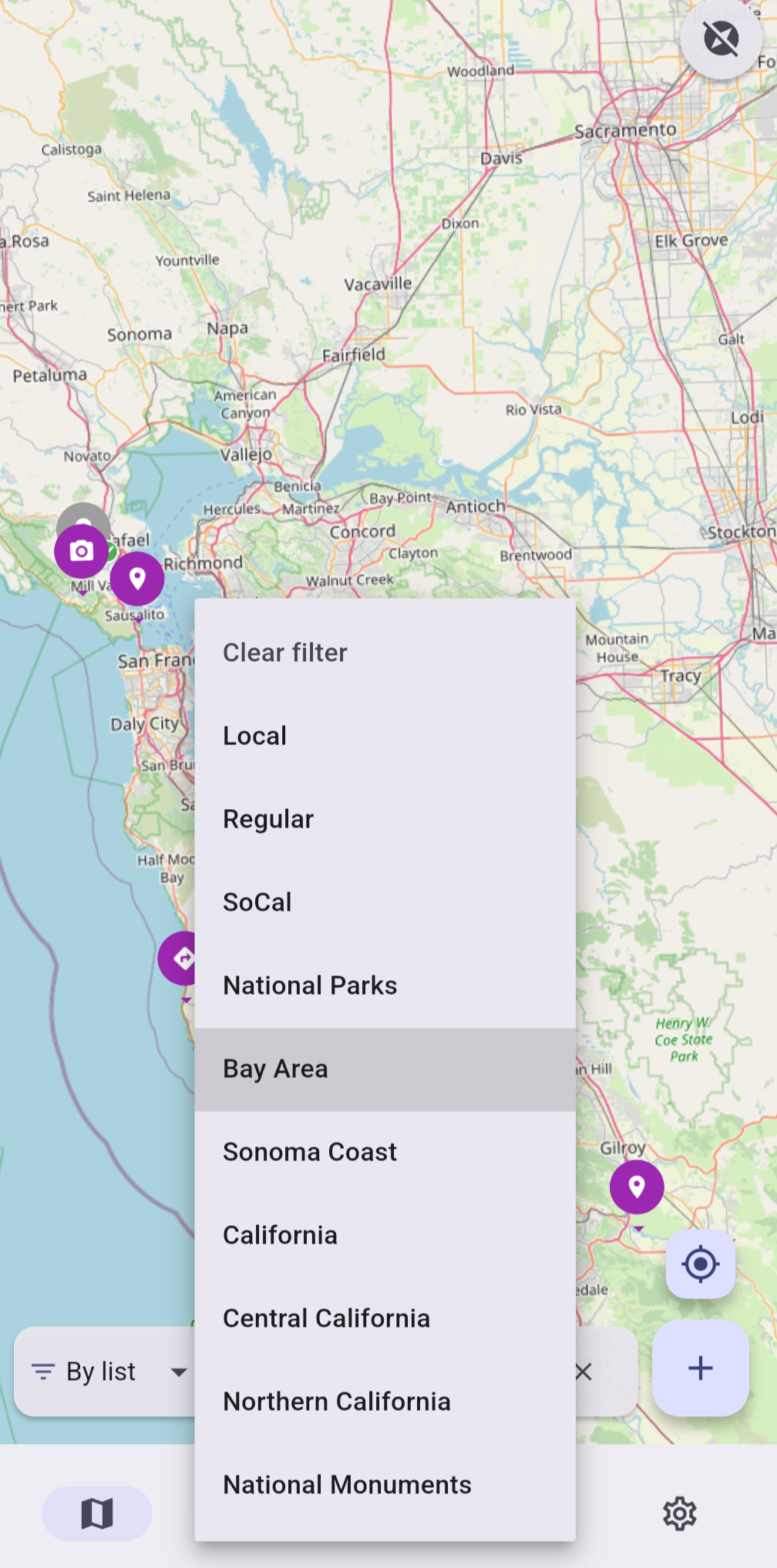 Filter map by list